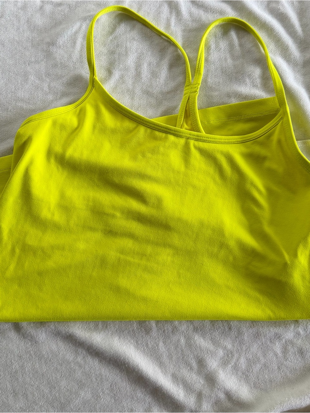 Fabletics Neon Yellow Lime Strappy Back Athletic Tank Top Built-In Bra XS